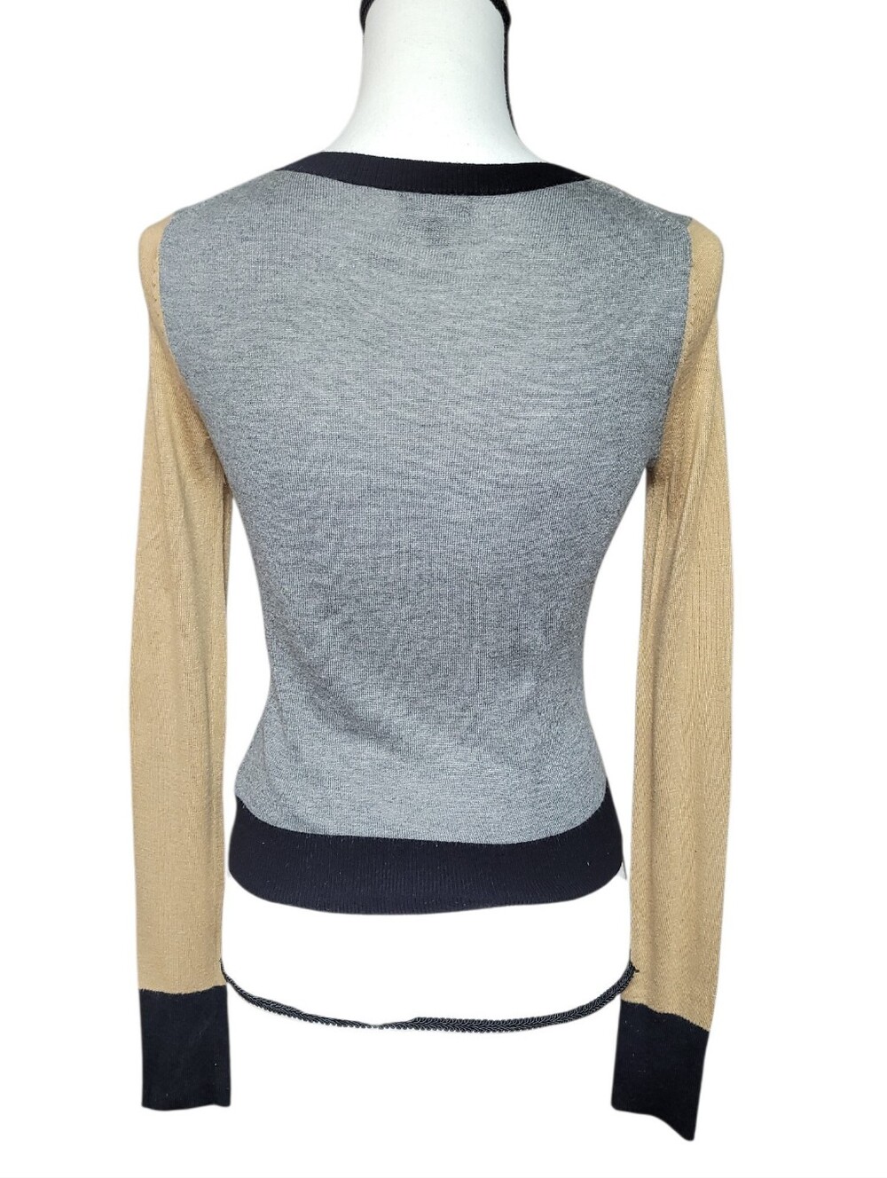 Express Diamond Rhinestone Button Colorblock Cardigan Sweater - Picture 4 of 6